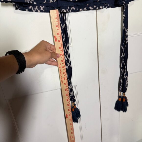 Anthropologie Rimbaud Tie Waist Mini Skirt Navy Blue Cream Size Small - Picture 7 of 13